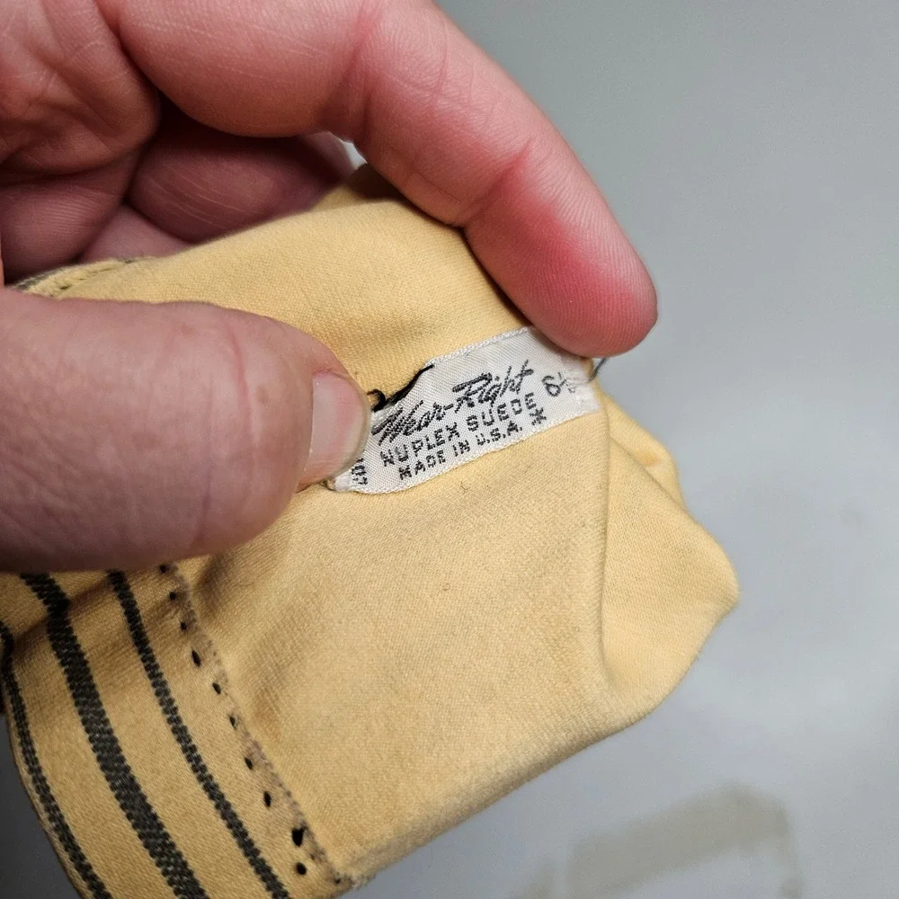 Vintage Wear-Right Le Gant Hermes Paris Yellow Striped Cotton Gloves Size 6.5